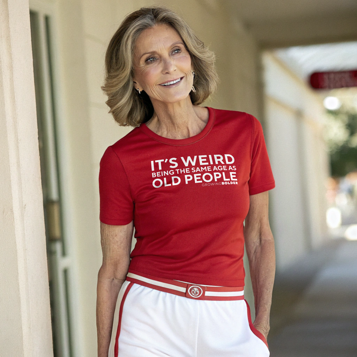 IT'S WEIRD BEING THE SAME AGE AS OLD PEOPLE WHITE LOGO Unisex t-shirt