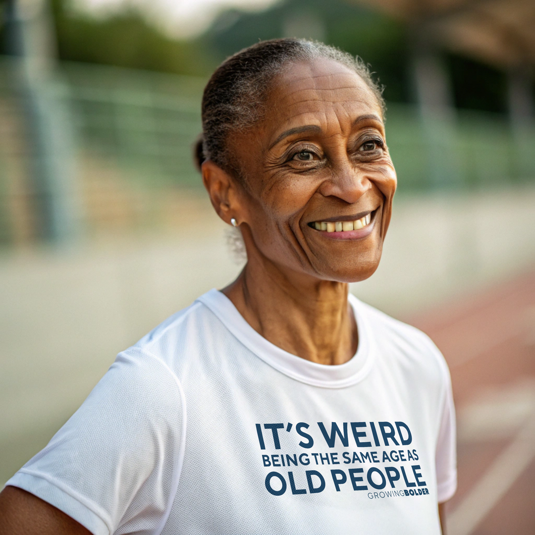 It's Weird Being The Same Age As Old People Navy Logo Unisex Tee